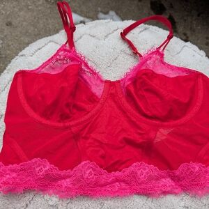 Auden Red and Pink Lace Bralette Size Medium